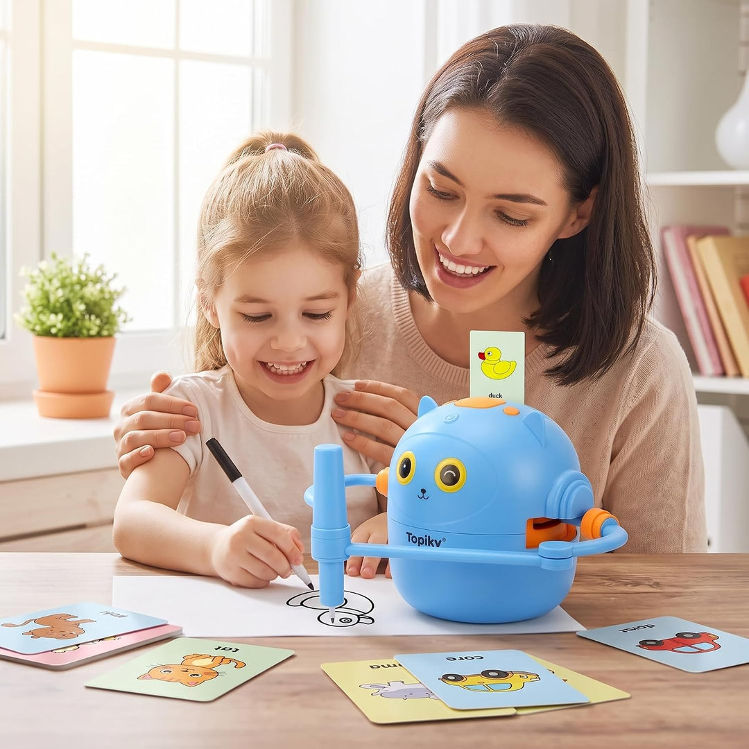 Topiky Magic Zeichenroboter für Kinder ab 3+, Malroboter für Kinder, Interaktiv mit 100 Lernkarten &amp;