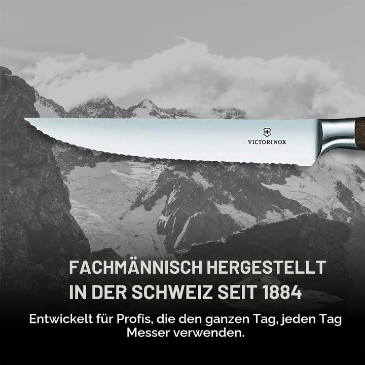 Victorinox, Grand Maître, Profi Steakmesser, Extra Scharfe Klinge, Wellenschliff, 12 cm, Edler Holzg