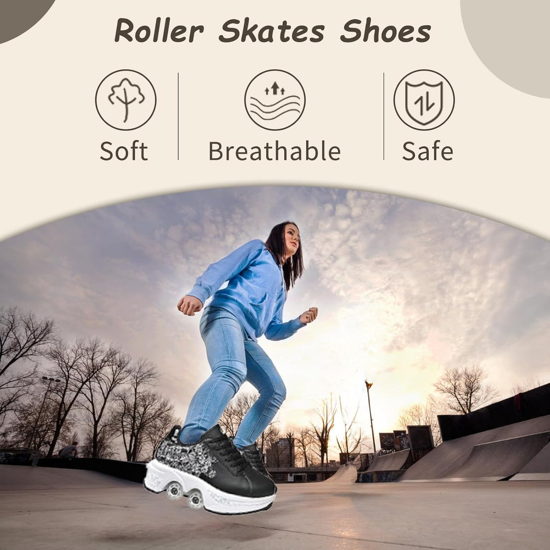 Rollschuhe für Mädchen, Sneaker, Roller, Skateboardschuhe, Sneaker, mit Rollen, Sport, Gymnastik, Mo