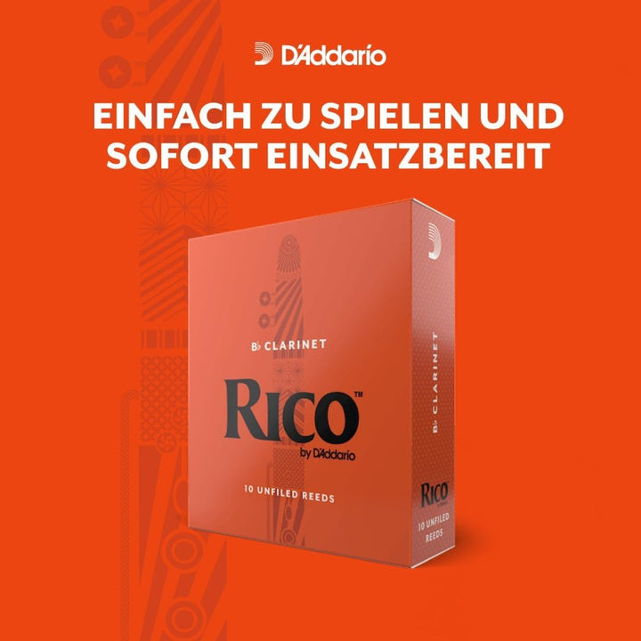 Rico by D'Addario Bb-Klarinettenblätter | Hochpräzise gefertigt | Böhm | Klarinettenblätter 3 Stärke