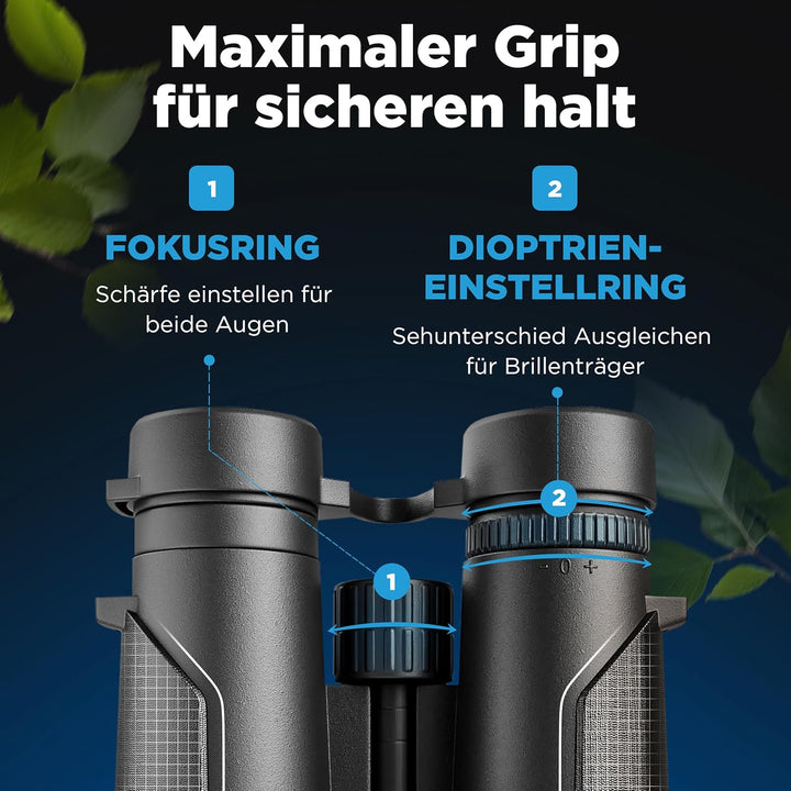 Fernglas 10x42 inkl. Tasche & Zubehör (Testsieger) – mit Nitrogenfüllung - kompaktes & leichtes Fern