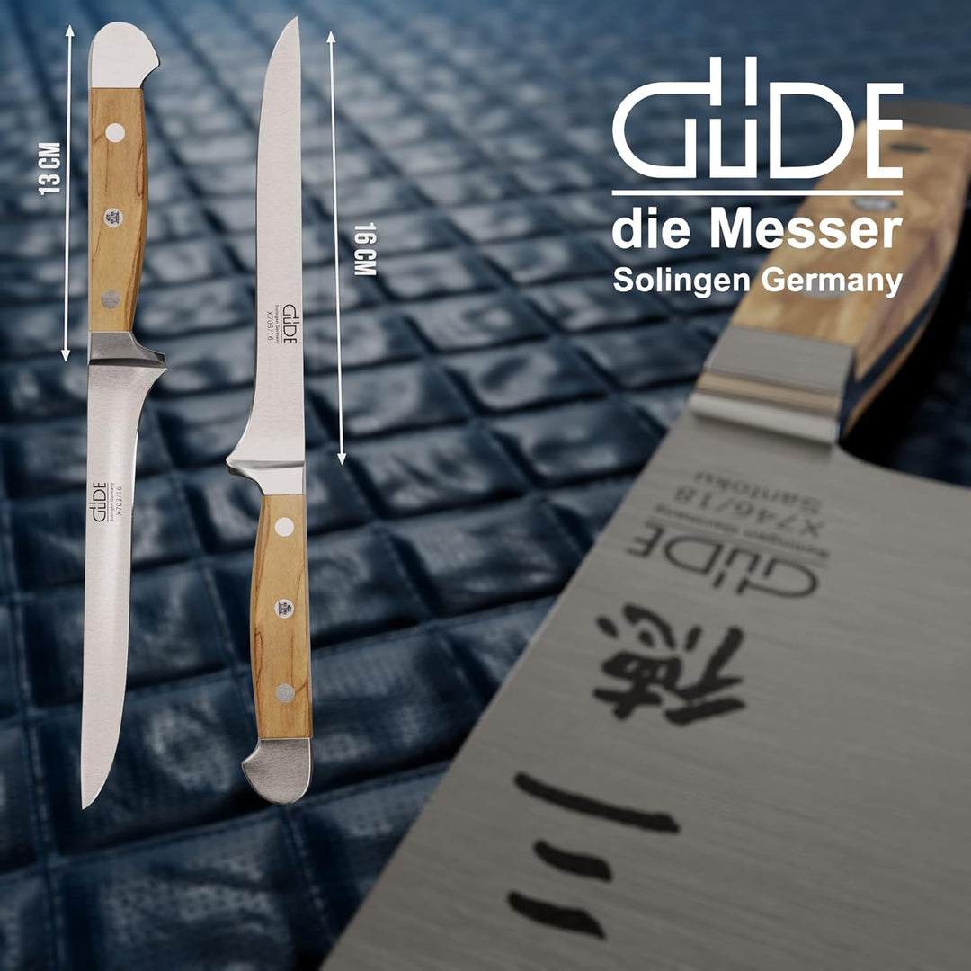 Güde X703/16 Solingen - Ausbeinmesser geschmiedet, 16 cm, Olivenholz, ALPHA OLIVE, Doppelkropf, Hand