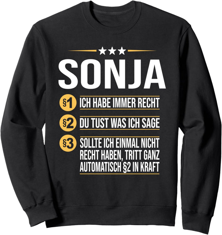 Sonja Vorname Geschenk-Idee Geburtstag Namensgeschenk Sweatshirt