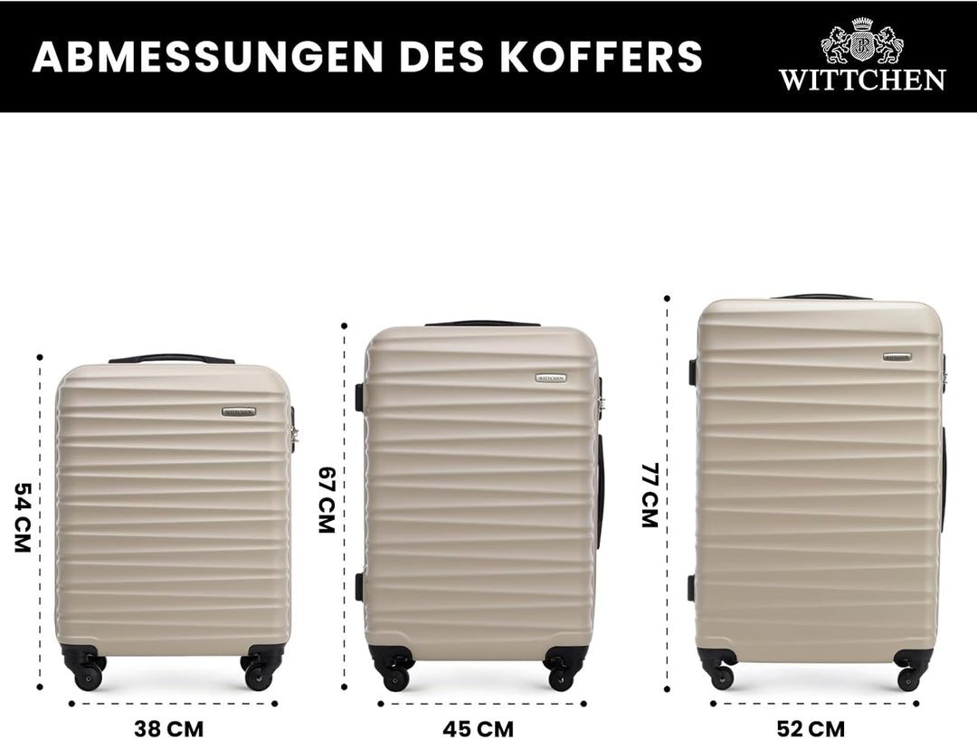 WITTCHEN Reisekoffer 3er Koffer-Set Rollkoffer Trolley Handgepäck Hartschale aus ABS mit 4 Spinner-R