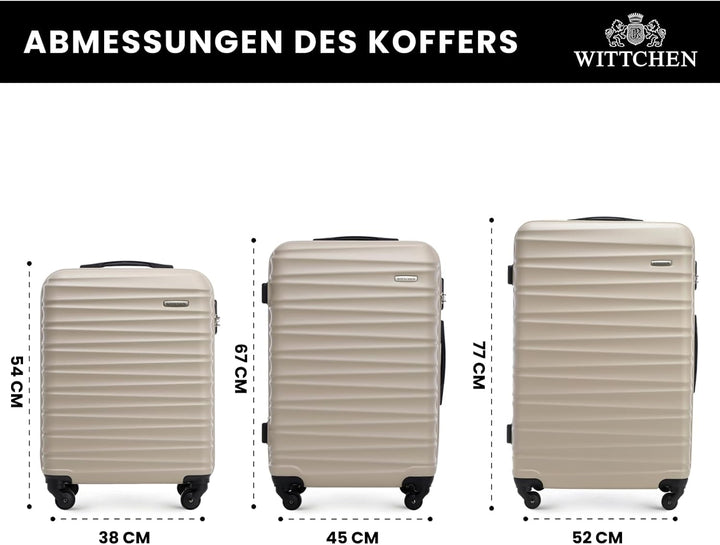 WITTCHEN Reisekoffer 3er Koffer-Set Rollkoffer Trolley Handgepäck Hartschale aus ABS mit 4 Spinner-R