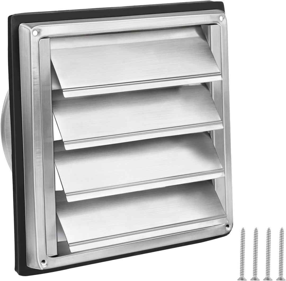 LALAGO Lüftungsgitter 100mm, Rückstauklappe Wetterschutzgitter Edelstahl mit beweglichen Lamellen, L