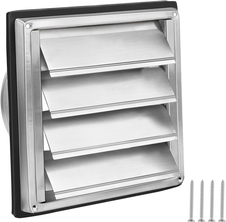 LALAGO Lüftungsgitter 100mm, Rückstauklappe Wetterschutzgitter Edelstahl mit beweglichen Lamellen, L