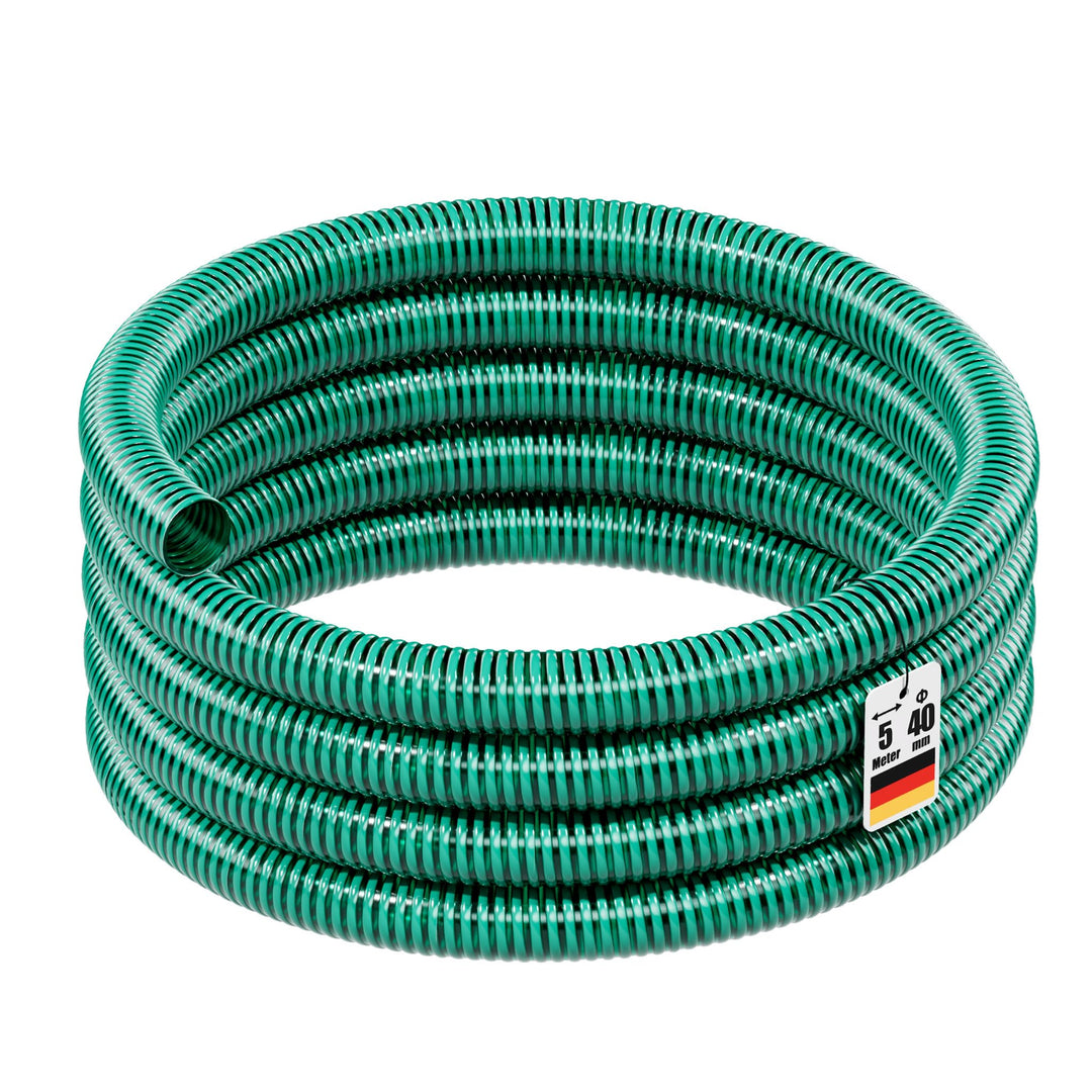 Wiltec Saugschlauch Druckschlauch 5m, flexibel, 40mm (1 1/2") grün - Made in Europe, zum Anschluss a