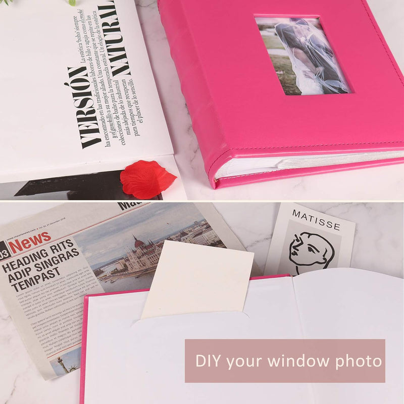 RECUTMS Fotoalbum für 200 Fotos à 15,2 x 10,2 cm, weisse Papierseiten, Leder-Fotoalben mit Platz für
