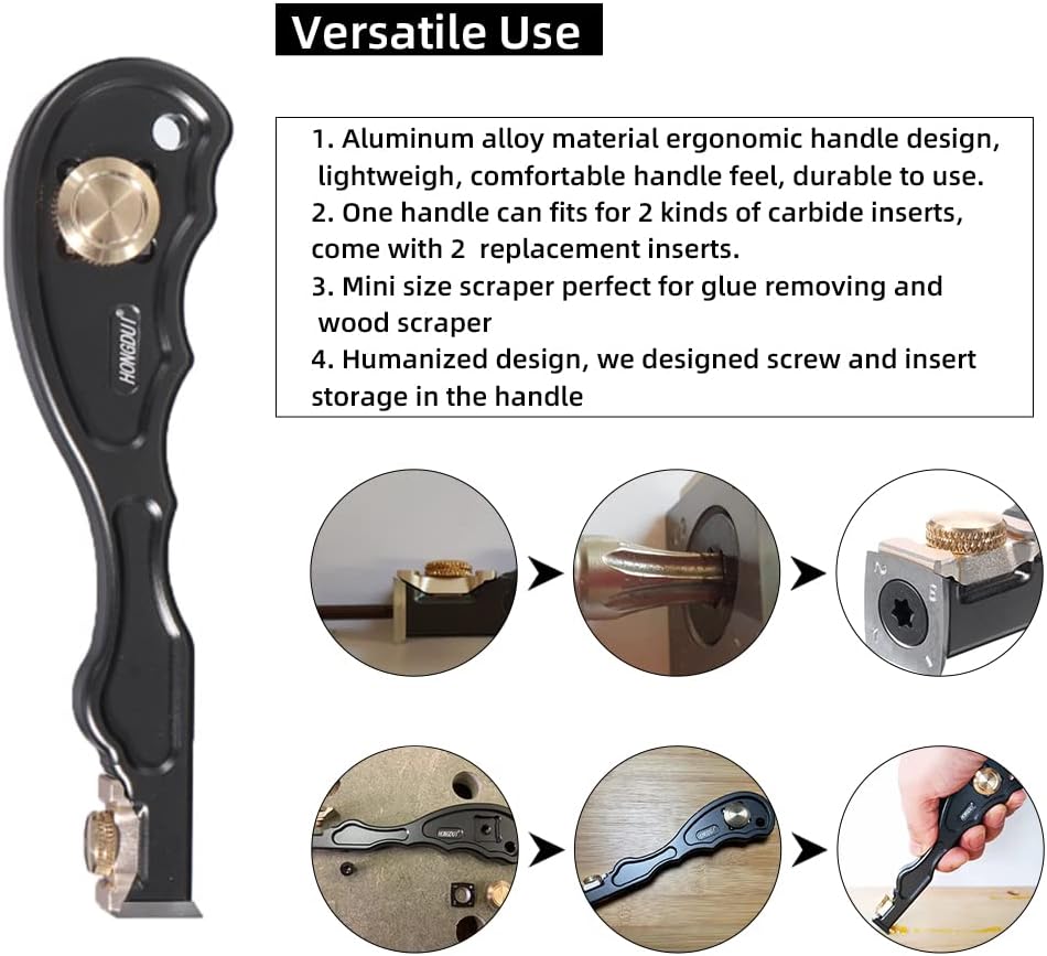 HONGDUI GD05 2-in-1 Holzbearbeitungsschaber, Aluminiumlegierung-Griff, Multifunktionaler Kleberschab
