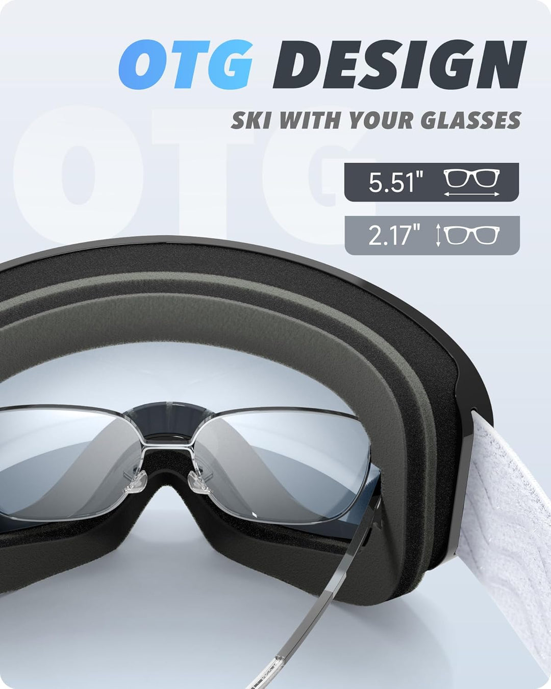 RIOROO Skibrille, Snowboard Brille für Brillenträger Herren Damen Erwachsene Jugendliche Doppel-Obje