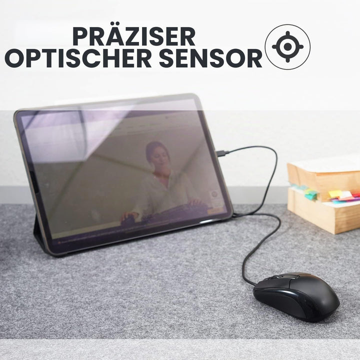Perixx PERIMICE-209C USB-C Kabelgebunde Maus mit Scrollrad, geeignet für Links- und Rechtshänder, zu