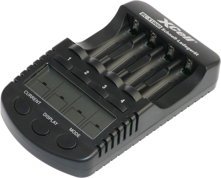 XCell Schnellladegerät BC-X1000 mit LCD-Display (für 1–4 AA & AAA Ni-MH/Ni-Cd Akkus)