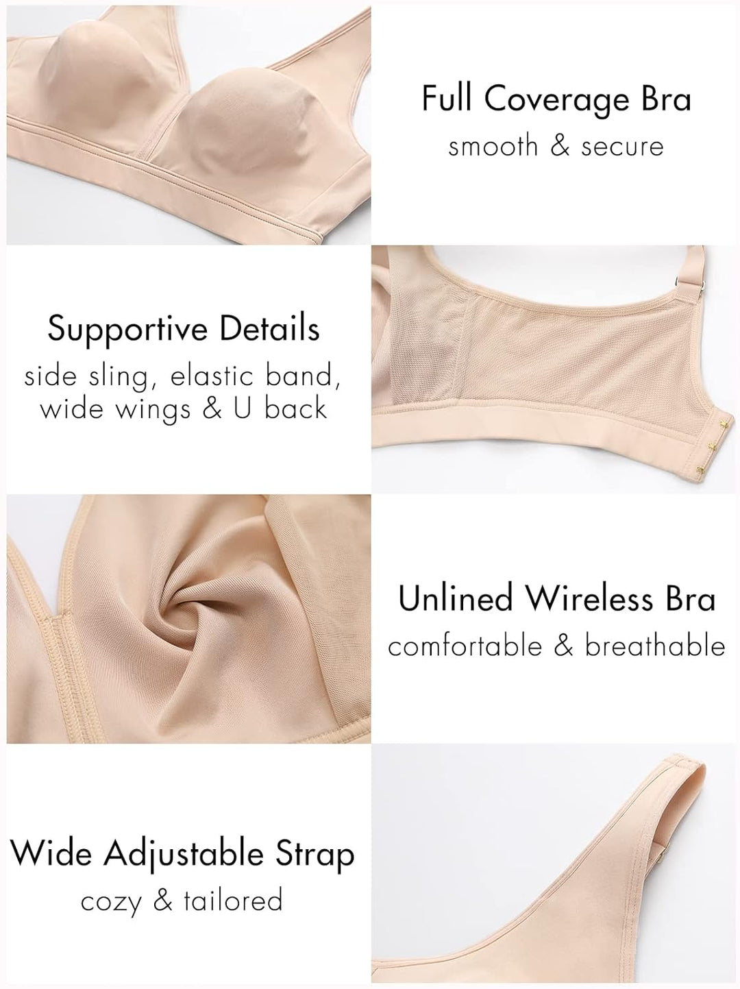 AISILIN Damen BH ohne Bügel Grosse Grössen Comfy Schlaf BHS Vollschalen Soft Bequemer 75F Beige, 75F