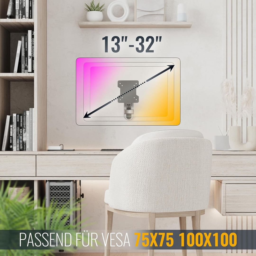 RICOO PC Monitor Wandhalterung höhenverstellbar Gasfeder Schwenkbar Neigbar für Bildschirm 13-32 Zol