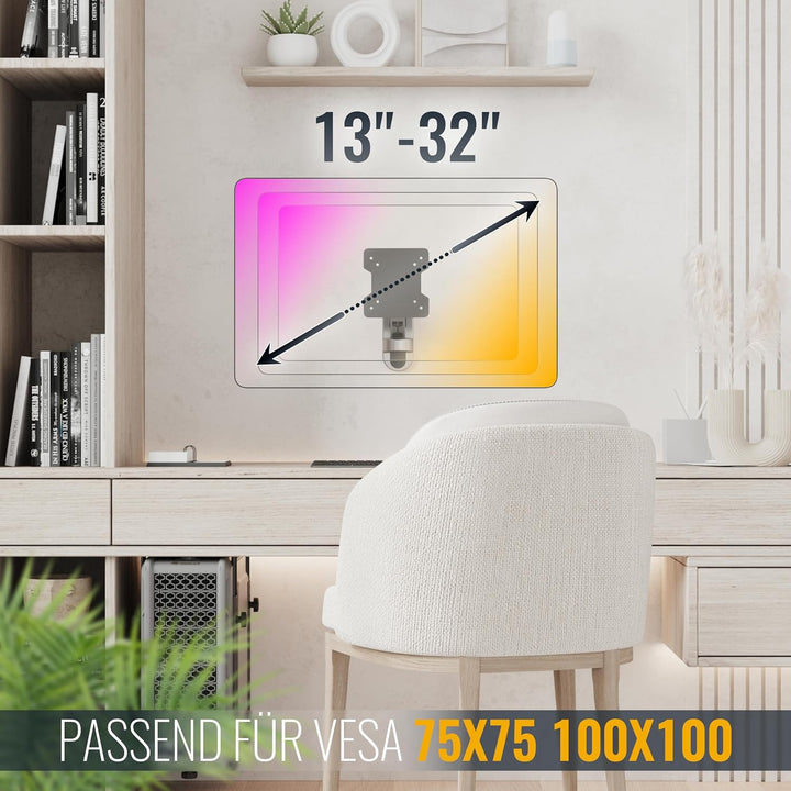 RICOO PC Monitor Wandhalterung höhenverstellbar Gasfeder Schwenkbar Neigbar für Bildschirm 13-32 Zol