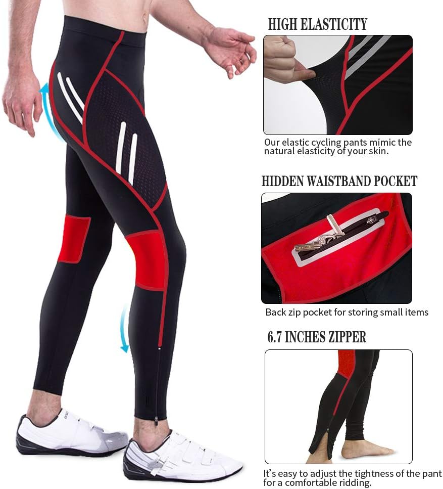 MEETWEE Herren Radlerhose Lange Fahrradhose, Kompression Radhose Leggings Radsport Hose für Männer E