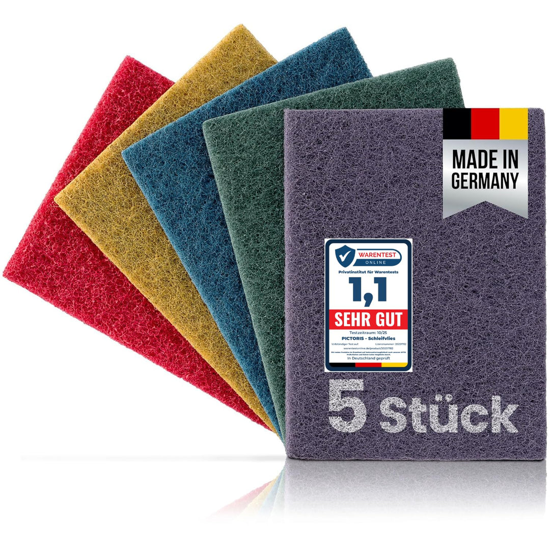 PICTORIS Schleifvlies 5er Set I Made in Germany I Langlebige Handpads 155 x 210mm in 5 praktischen K