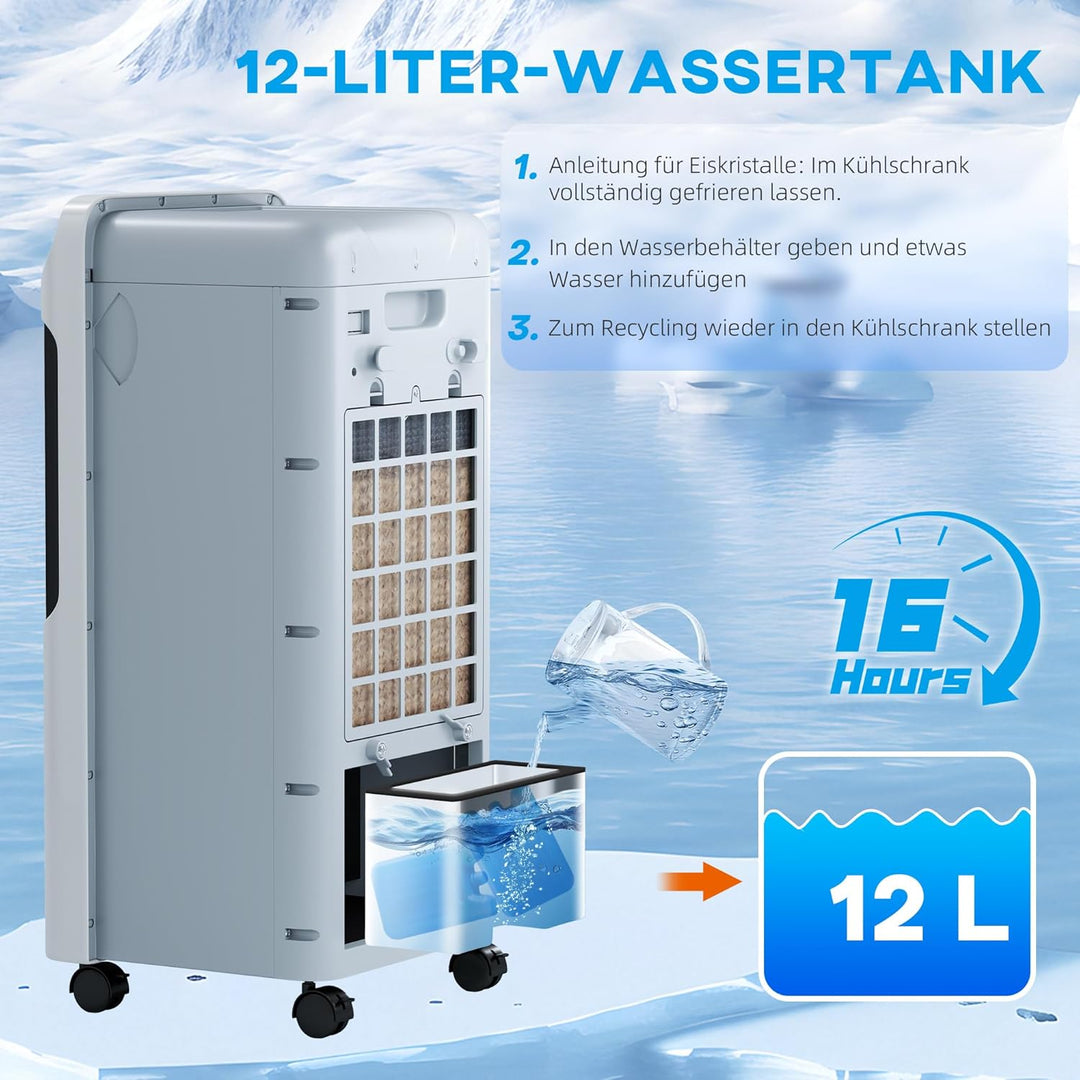 HOMCOM Luftkühler mit Wasserkühlung Leise mit Fernbedienung 81 cm 60° Oszillierende Ventilator Stand