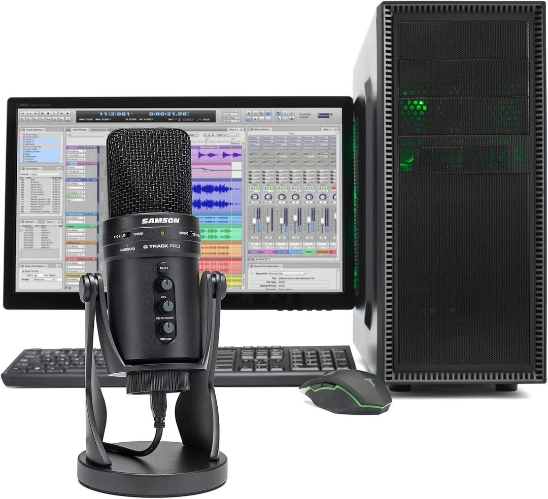 Samson G-Track Pro - Professional USB Microphone with Audio Interface - Black Desktop USB-Mikrofon,