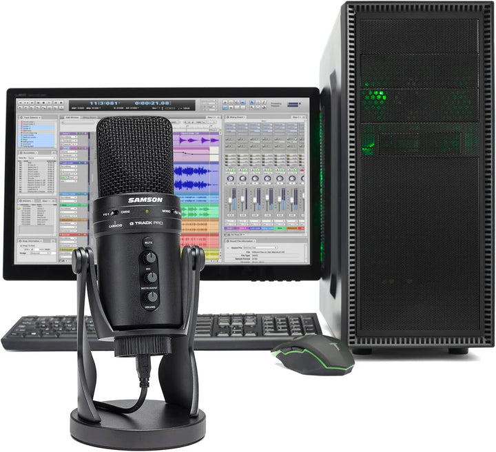 Samson G-Track Pro - Professional USB Microphone with Audio Interface - Black Desktop USB-Mikrofon,