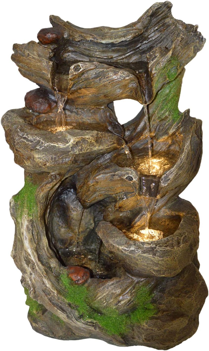 Gartenbrunnen ZIERBRUNNEN VOGELBAD Wasserfall GARTENLEUCHTE TEICHPUMPE - SPRINGBRUNNEN WASSERSPIEL f