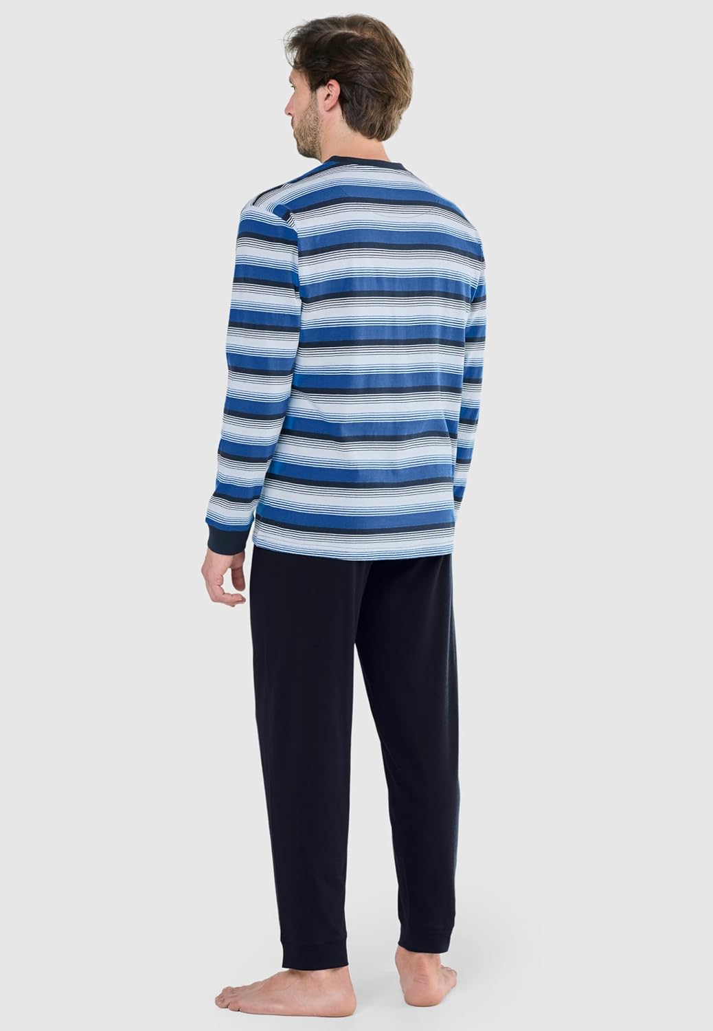 El Búho Nocturno Schlafanzug Herren Lang Baumwolle Herren Pyjama Lang Alljahres Schlafanzüge für Män