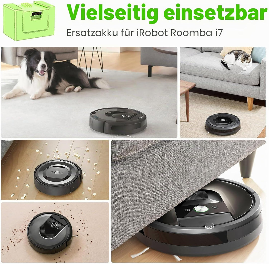 4Ah Li-ion Akku für i7, 14.4V 4000mAh Ersatz akku für iRobot Roomba e und i Serie i7/i7+ i4/i4+ i3/i