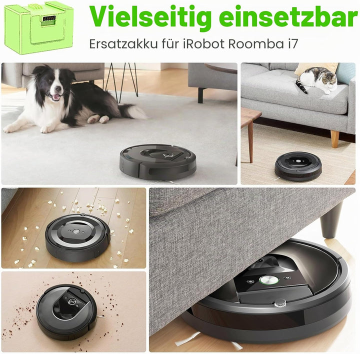4Ah Li-ion Akku für i7, 14.4V 4000mAh Ersatz akku für iRobot Roomba e und i Serie i7/i7+ i4/i4+ i3/i