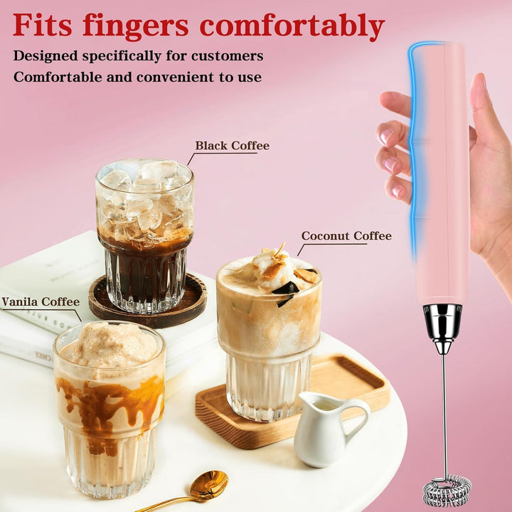 BSRGMS Milchaufschäumer Handheld für Kaffee, Elektrischer Schneebesen 3 Geschwindigkeit Einstellbar,
