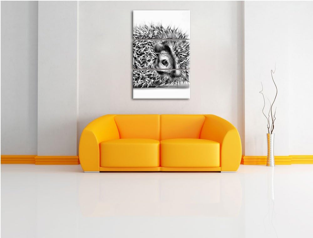 Pixxprint Monocrome, kleines niedliches Igel Baby 3-Teiler Leinwandbild 120x80 Bild auf Leinwand