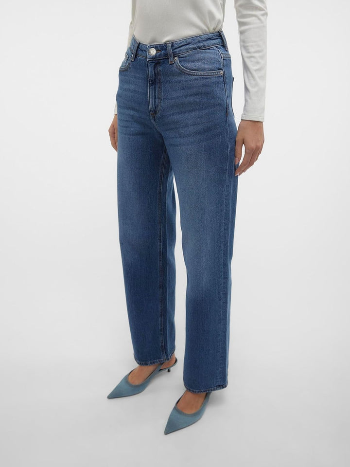 Vero Moda Female Weit geschnitten VMTESSA Hohe Taille Weit geschnitten Jeans 25W / 30L Medium Blue D