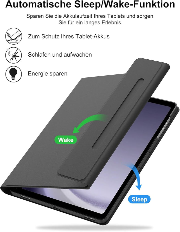 Hülle mit Tastatur für Samsung Galaxy Tab A9 Plus 11 Zoll 2023, QWERTZ Deutsche Magnetisch Abnehmbar