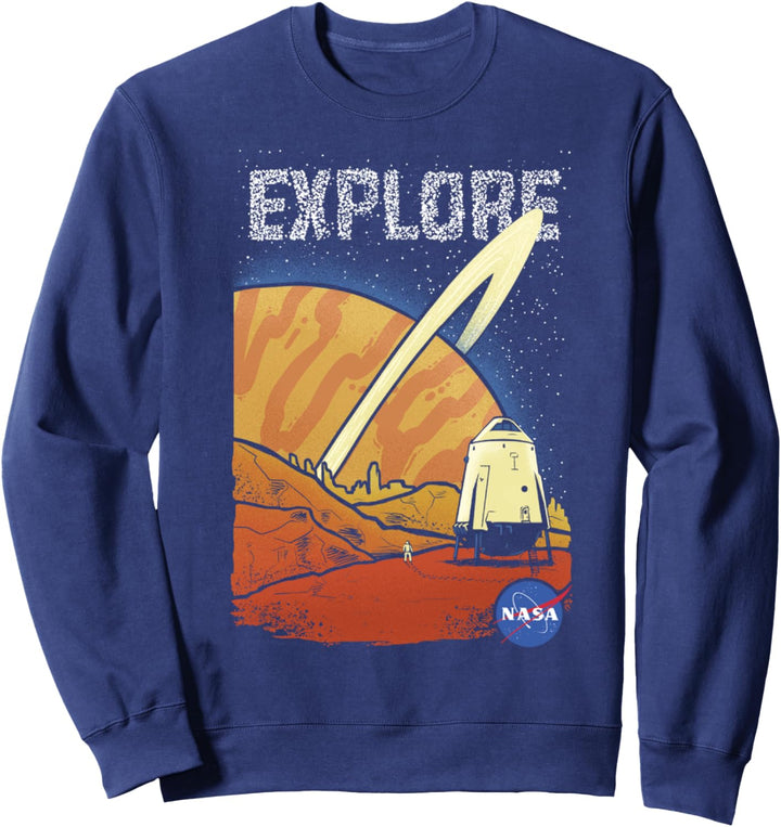 NASA Explore Star Text Saturn View Sweatshirt