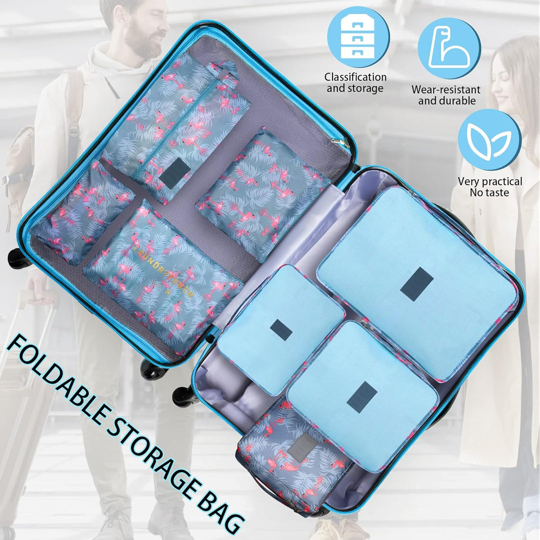 Coolzon Packing Cubes Koffer Organizer, 8 Stück Kofferorganizer Packtaschen Packwürfel mit Schuhbeut