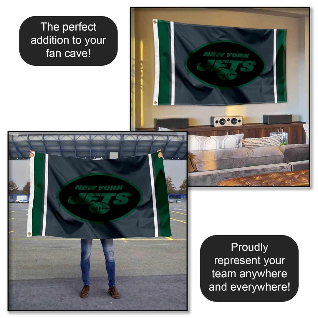 New York Jets Blackout Sideline Flagge für drinnen und draussen, 90 x 150 cm