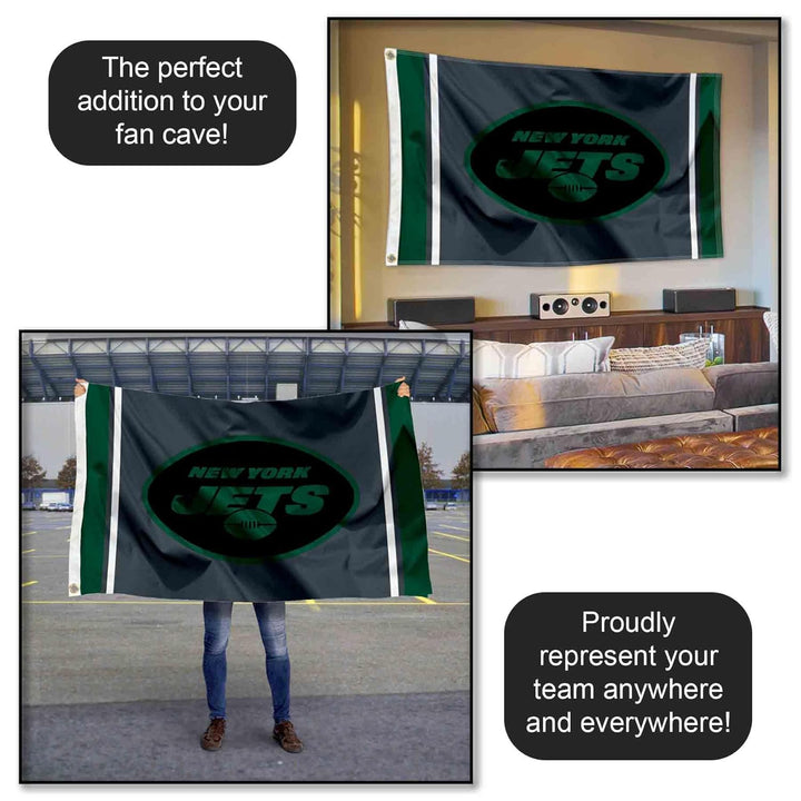 New York Jets Blackout Sideline Flagge für drinnen und draussen, 90 x 150 cm