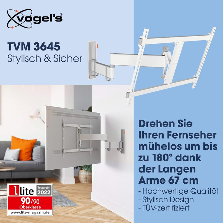 Vogel's Comfort TVM 3645 Hochwertige Schwenkbare TV-Wandhalterung für 40-77 Zoll Fernseher | Bis 35