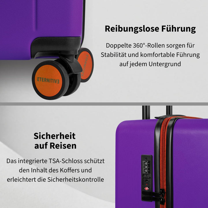ETERNITIVE - Koffer Reisekoffer Hartschale aus ABS |Reisetrolley Leicht mit 4 Zwillingsrollen 360° |