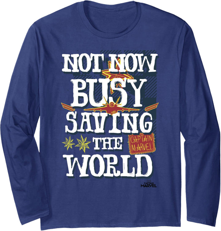 Captain Marvel Busy Saving The World Langarmshirt