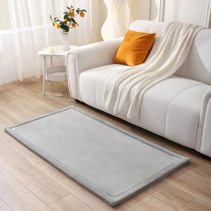 Wolkenweiche Samtmatte-Spielmatte Baby 150x80x2,5cm, grau – Kinderteppich mit hochwertigem Memory-Sc