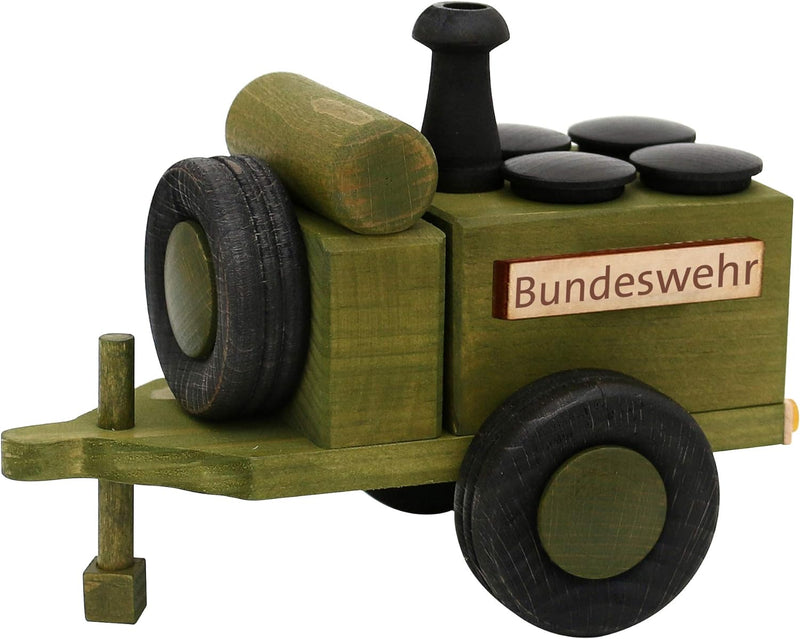 Dekohelden24 Holz Räucherfigur Gulaschkanone - Bundeswehr - in grün/schwarz, L/B/H: 18 x 11,5 x 13 c