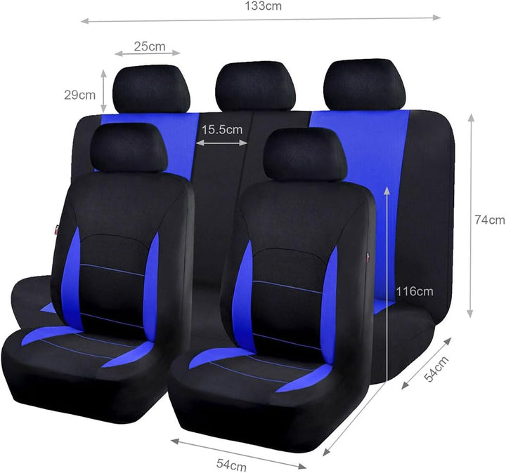 Flying Banner Sitzbezüge Auto Universal Set (Vollständige Reihe, Blau und Schwarz)