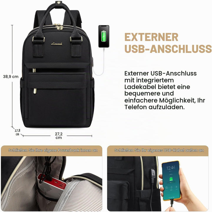 LOVEVOOK Rucksack Damen Klein, 14 Zoll Laptop Rucksack mit Laptopfach, Kleiner Wasserdicht Daypack E