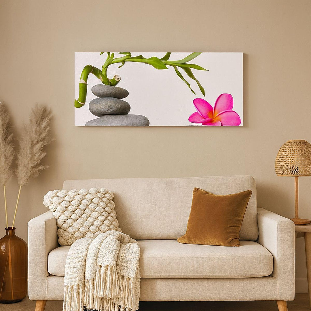 Wandbilder Dekoration Wohnzimmer Ruhig blume dekoration stein Panorama Bilder auf Leinwand 120x50cm