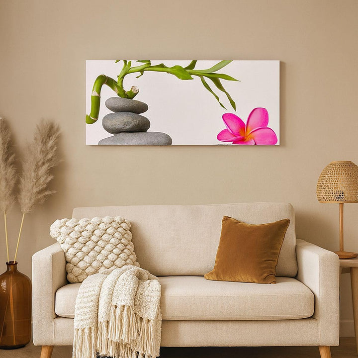 Wandbilder Dekoration Wohnzimmer Ruhig blume dekoration stein Panorama Bilder auf Leinwand 120x50cm