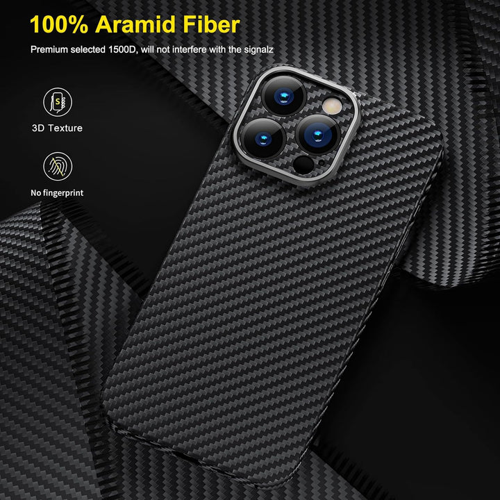 memumi Carbon Hülle für iPhone 15 Pro Max, 0,5 mm Superdünne, Hülle aus echter Aramidfaser [100% Ara