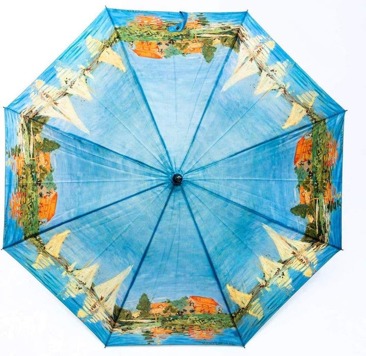 LUCKYWEATHER Regenschirm Stockschirm Damen/Herren Motiv Monet Regatta bei Argenteuil Holzstock I Sto