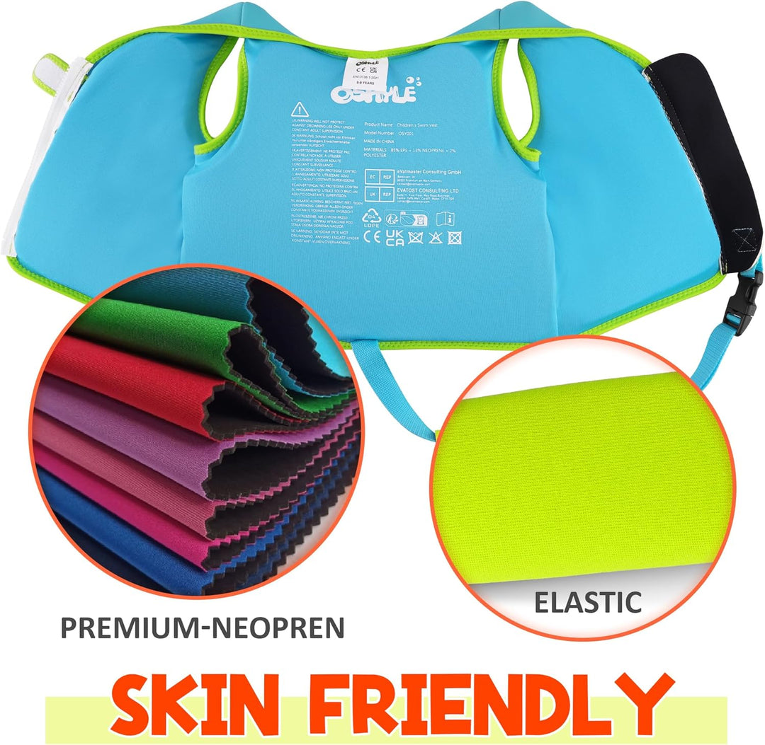 OSHYLE Kinder Schwimmweste - Jungen Mädchen Neopren Schwimmen Jacke Kleinkind Schwimmen Floating Neo