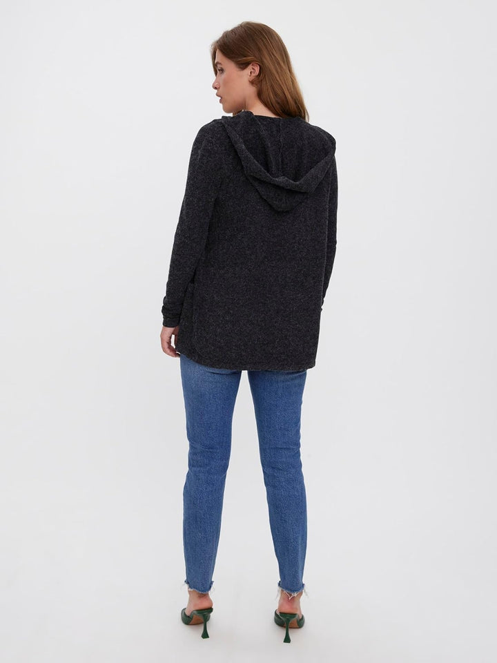 VERO MODA Damen Vmdoffy Ls Open Hood Cardigan Ga Noos Strickjacke S Schwarz, S Schwarz